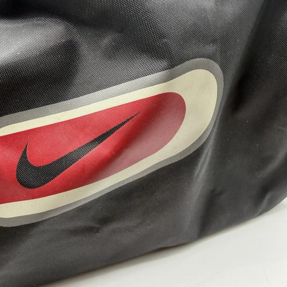 Rare Vintage 90s NIKE Duffle Bag Red Black Spellout Swoosh Retro Gym Travel